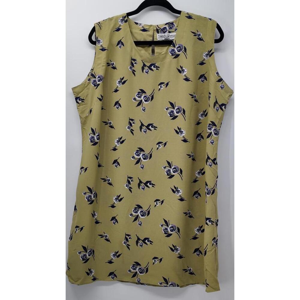 Trendy Woman Plus Size 2X Sleeveless Polyester‎ Floral Print Dress Comfortable